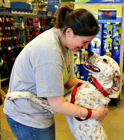 Jude, who is waiting at In the Arms of Angels, hugs his foster mom, Jen.